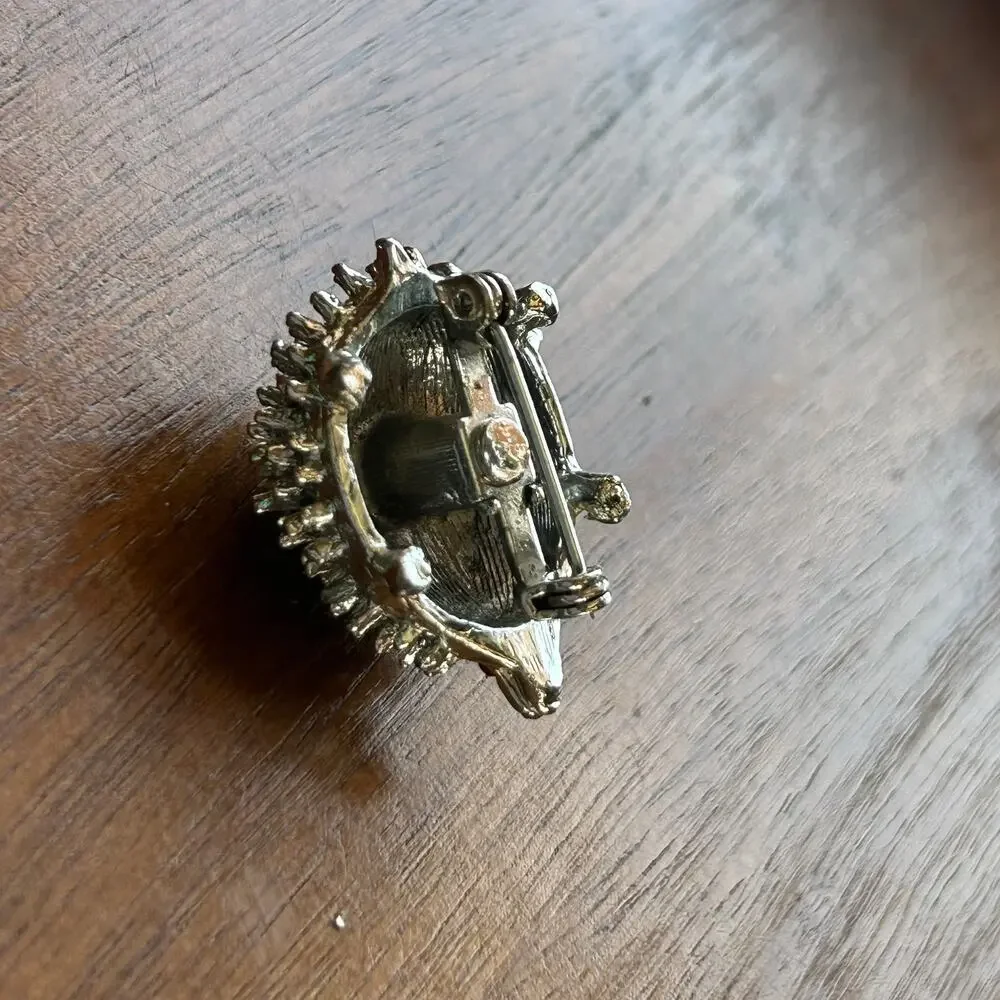 Vintage Silver Tone Hedgehog Brooch, Textured Spiky Porcupine Pin Animal Jewelry